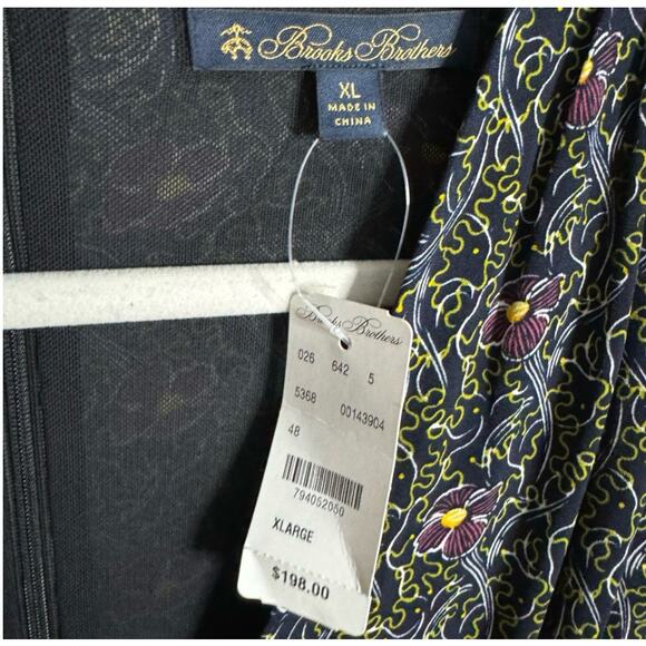 Brooks Brothers Violette-Print Navy Surplice Jersey Faux Wrap Jersey Dress XL - Picture 12 of 14